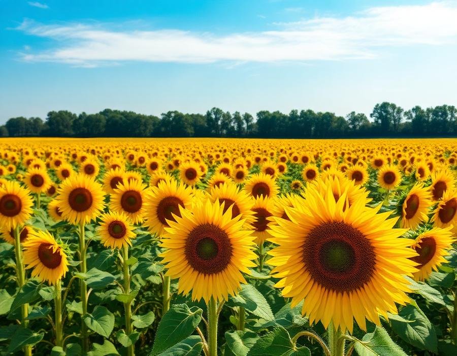 Sunflower crop in bloom